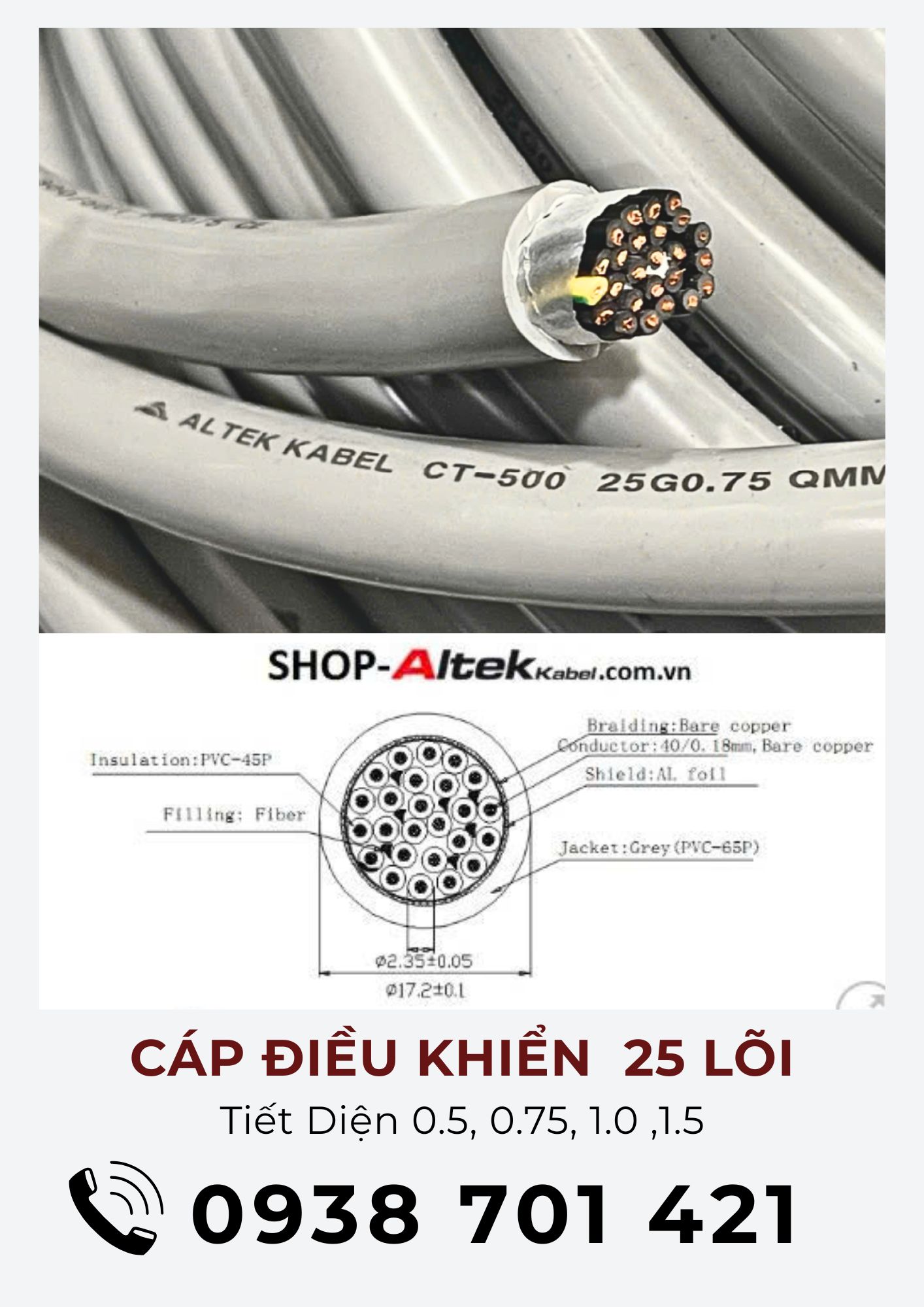 Cáp điều khiển không chống nhiễu 25x0.75mm2